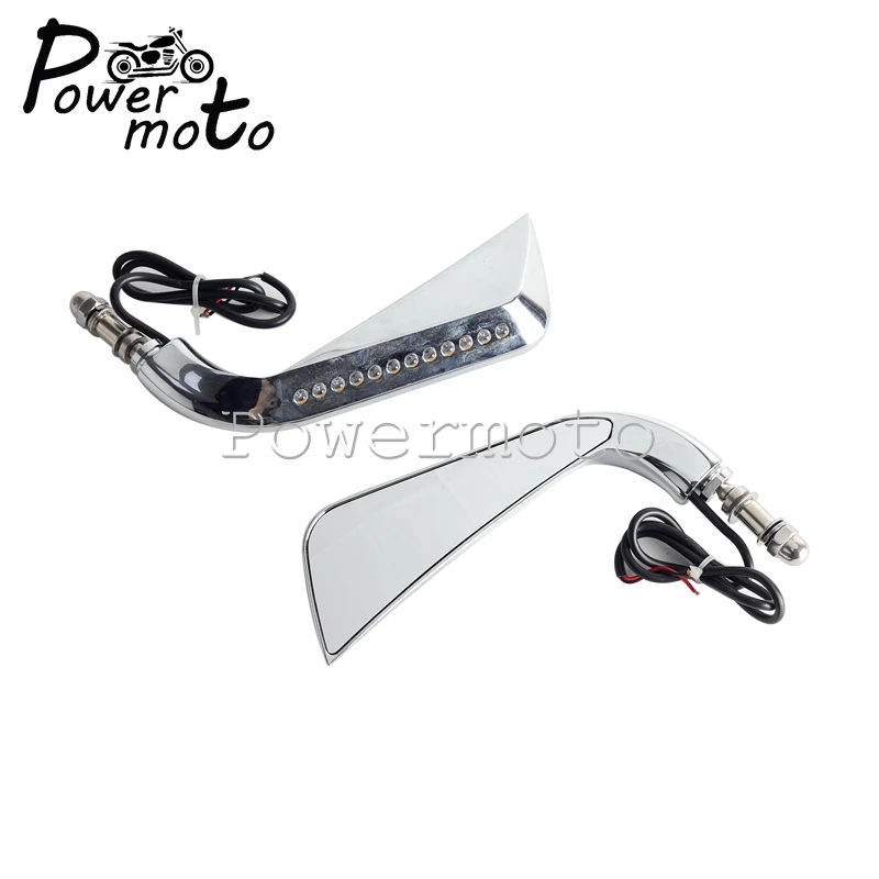 Motorcycle LED Lights 8mm Sickle Rearview Side Mirrors For Harley Street Glide Cross Bones Touring Dyna V-Rod Road King Softail - Image 5