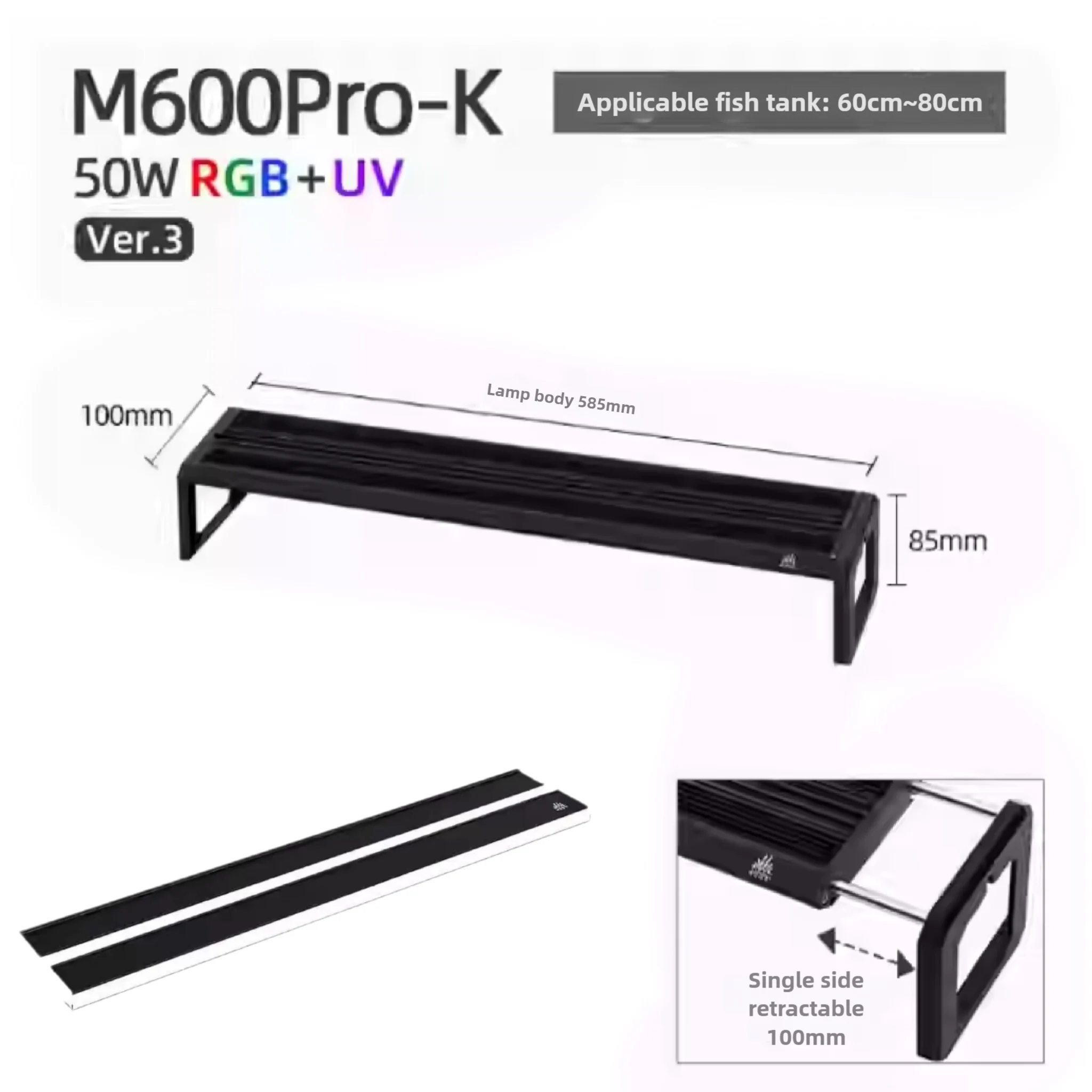 Woche Aqua M-Serie 400 mm Aquariumlampe RGB UV-Beleuchtung mit APP-Steuerung Zyklustimer