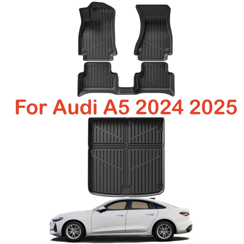 Für Audi A5 2024 2025 (nicht für A5L) TPE-Fußmatten, Kofferraummatte, 3D-Laderaumauskleidung, Bodenteppiche, wasserdicht, Allwetter-Bodenauskleidung, LHD – Detail 1