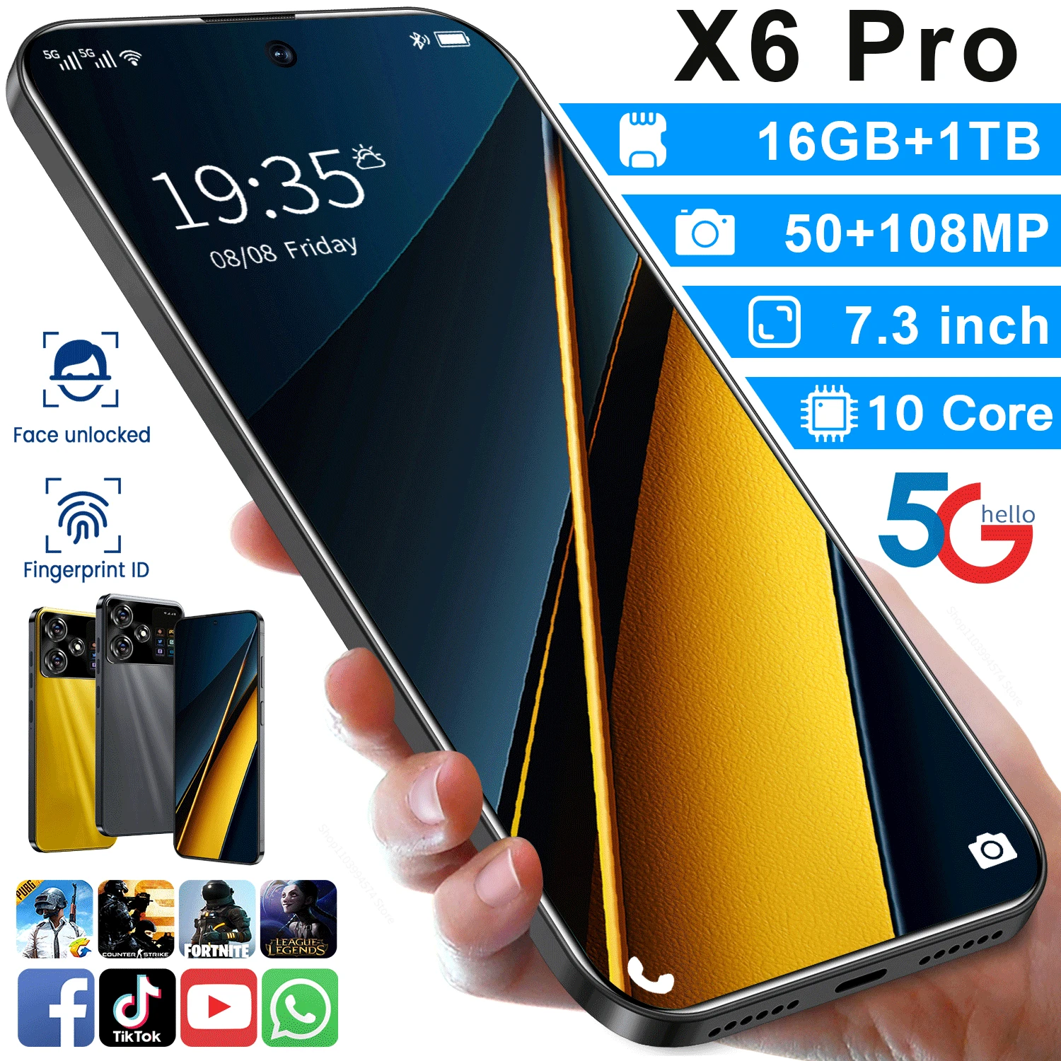 

Оригинальный смартфон X6 Pro, разблокированный телефон с двумя Sim-картами, Android