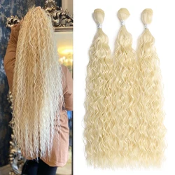 Mechones de pelo rizado sintético, extensión de cabello ondulado al agua, 613 de fibra resistente al calor, color dorado, negro y marrón, 50g, 1 unids/lote por paquete