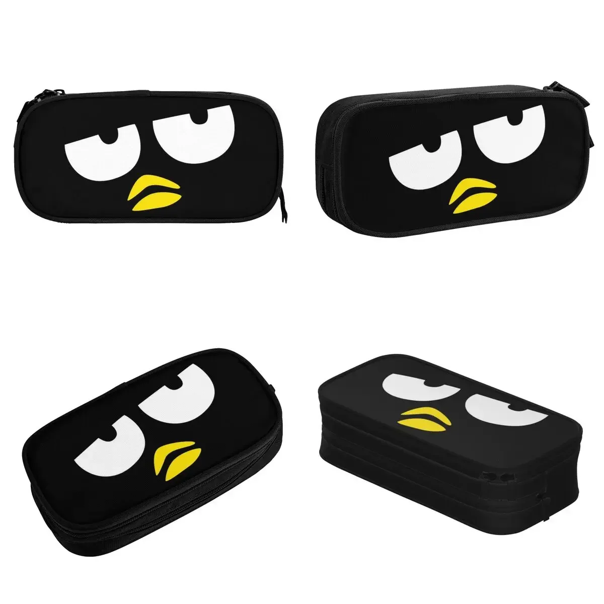 Desenhos animados Pinguim Face Pen Holder Bag, Casos de lápis Badtz Marus, Estudante Grande Capacidade, Estudantes Escola Zipper Pencilcases