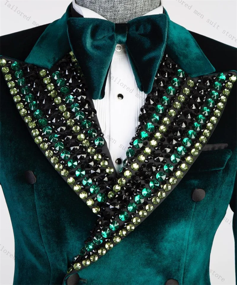 Зеленый бархатный мужской костюм, комплект из 2 предметов: пиджак + черные хлопковые брюки, формальный офисный мужской пиджак, пальто для выпускного, брюки, свадебные смокинги для жениха