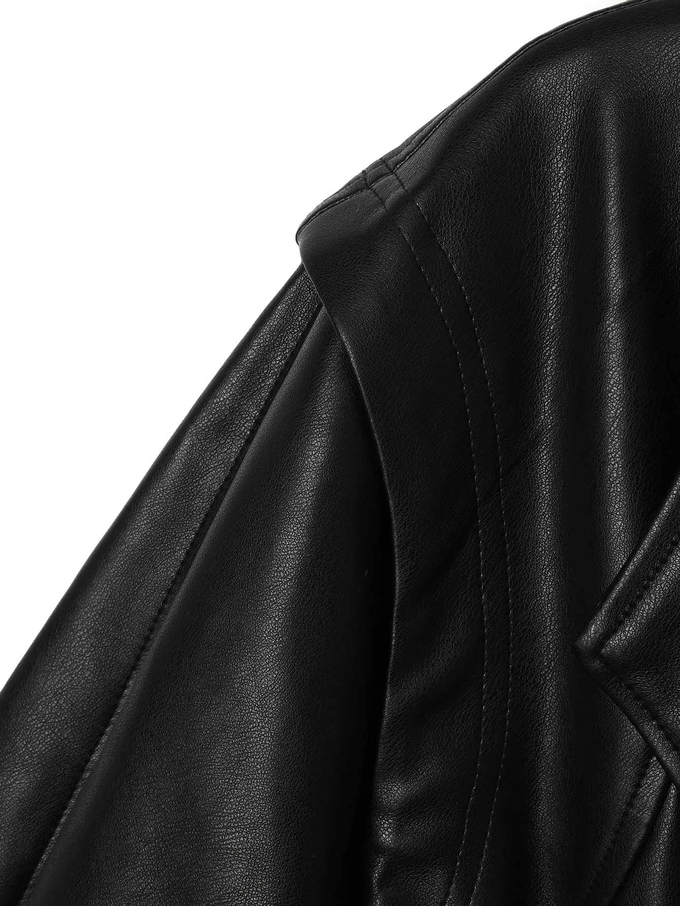 Black women's PU leather jacket with autumn and winter lapel zipper motorcycle jacket and elastic waist cinching jacket