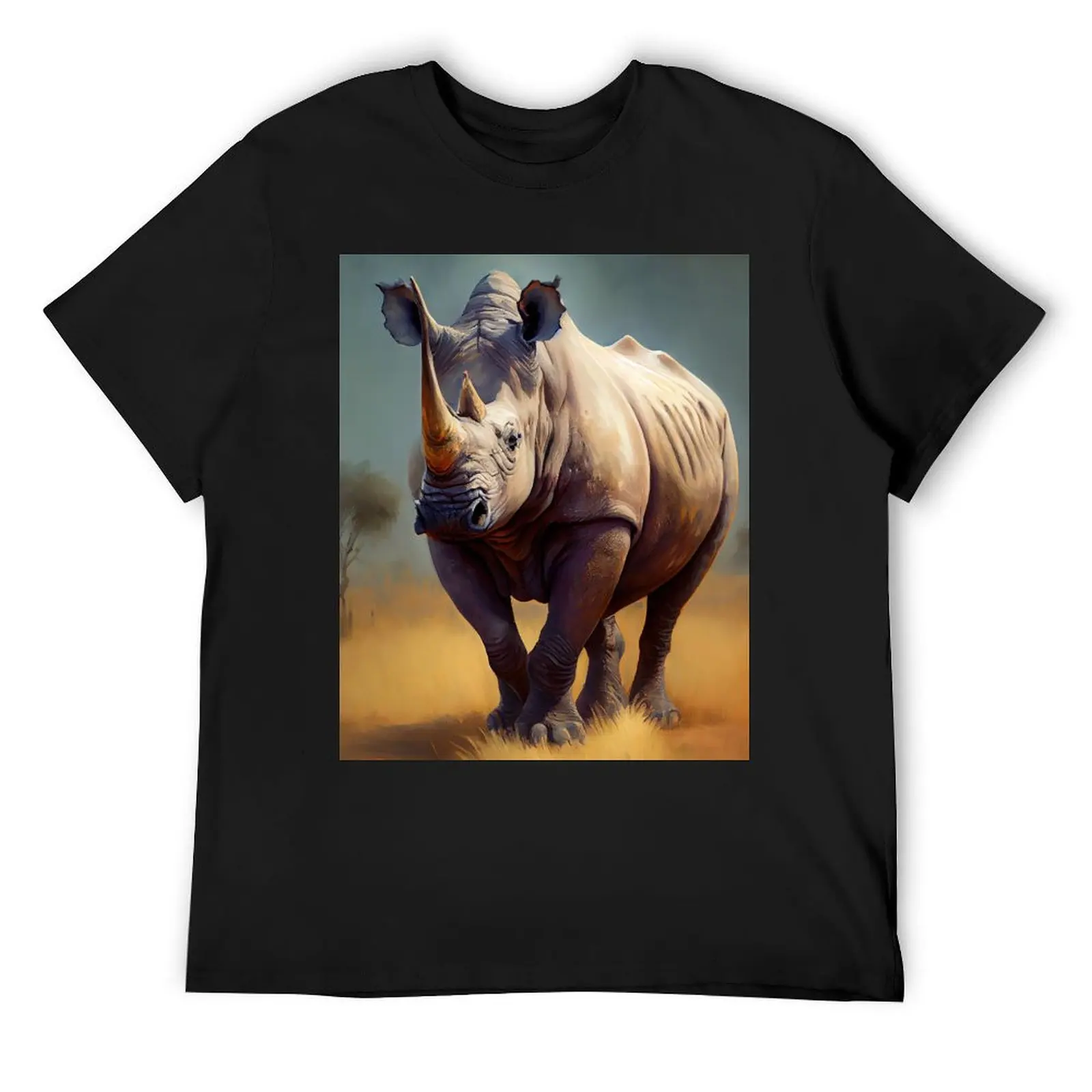 

Savanna Rhinoceros- Oil Paint T-Shirt hippie clothes aesthetic clothes custom shirt big and tall t shirts for men