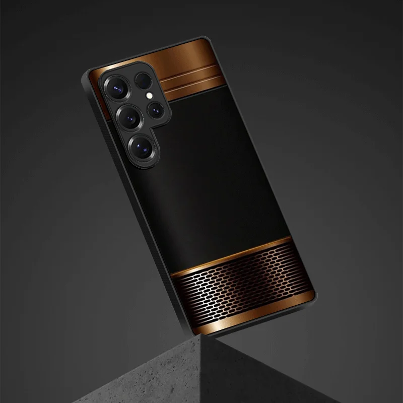 Advanced luxury business glass phone case suitable for Samsung Galaxy S26 S25 S24 S23 S22 S20 FE/Ultra/Plus hard case