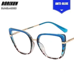 Anti Blue Light Blocking Women's Cateye Glasses Frame Fashion TR90 Radiation Protection Eyeglasses Transparent Eyewear 2023