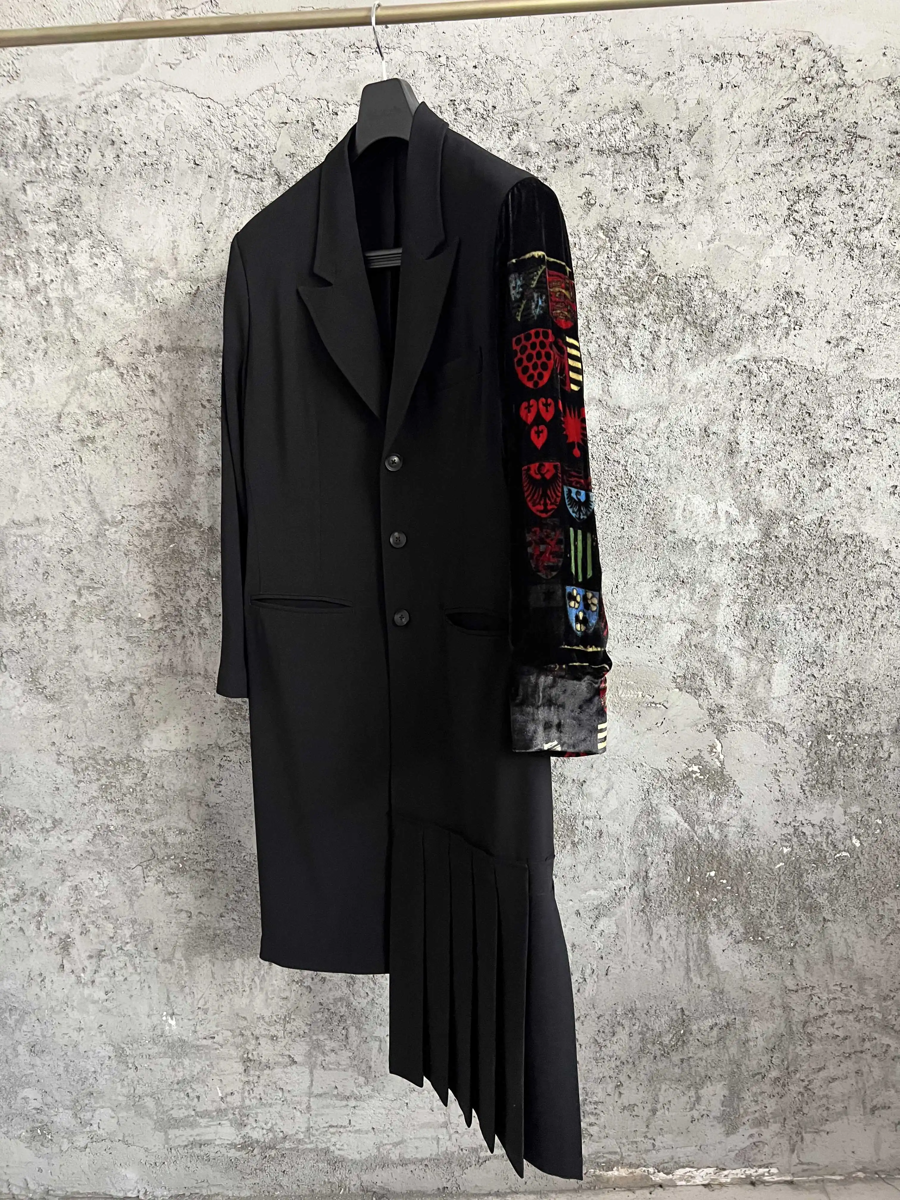 TOP-YAMAMOTO original design triacetic acid blend mid-length loose shirt jacket with large pocket cardigan
