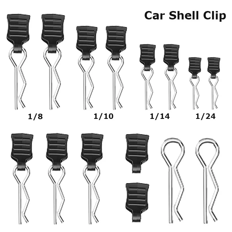 4/12pcs Metal R-type Shell Body Fixed Clips Pin with Tab for  TRAXXAS Axial SCX10 TRX-4 MJX Hyper Go 1/8 1/10 1/14 RC Car Part