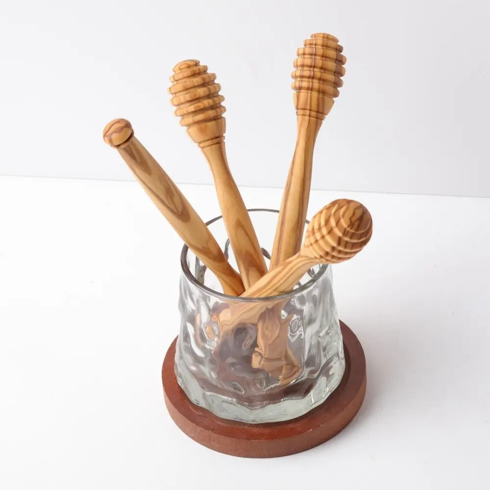 Handmade Wooden Honey Dipper Natural Wood 10/15/16cm Honey Stirrer Spoon Comfort Grip Elegant Simple Design Wooden Honey Stirrer