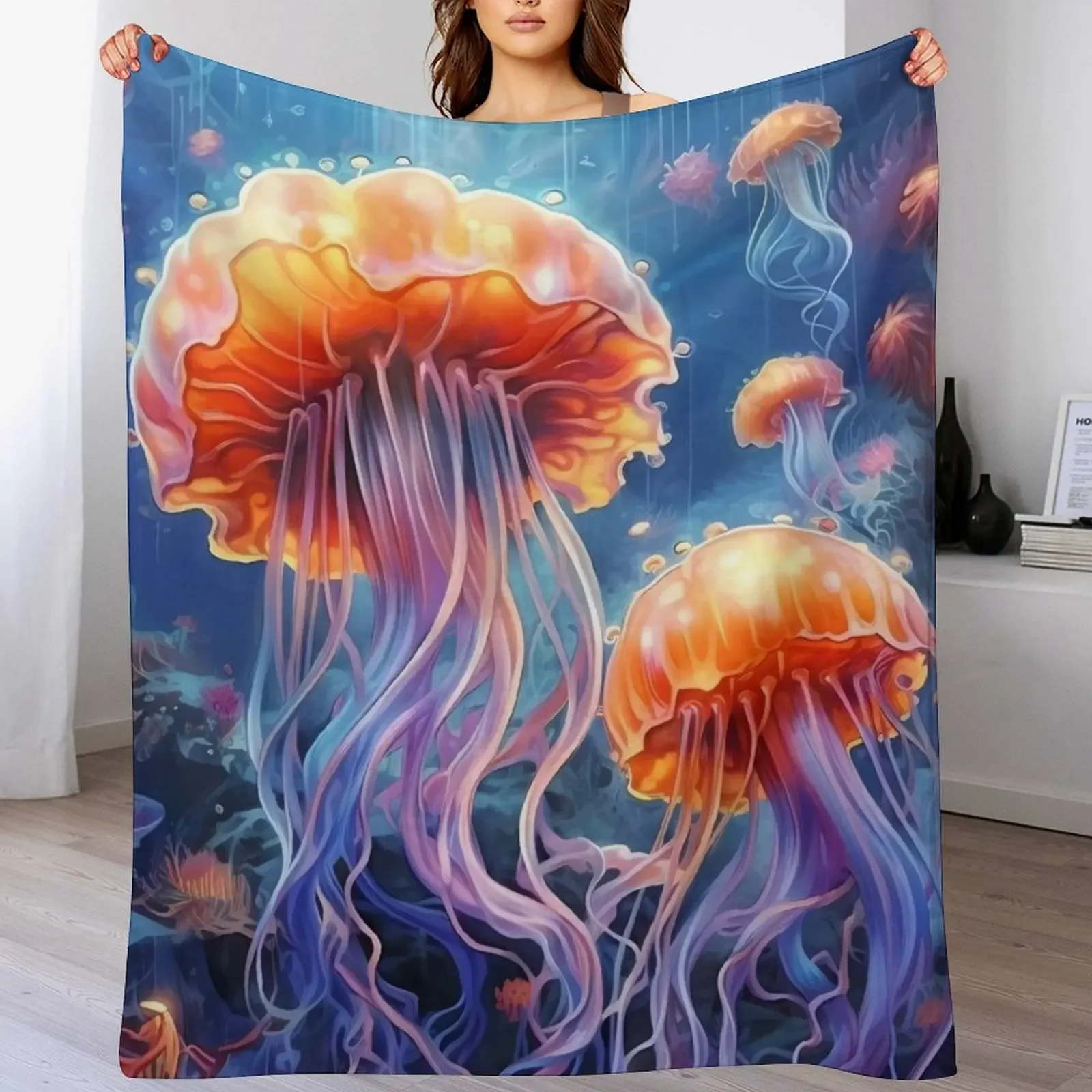 

Jellyfish #25 Throw Blanket Elegant Warm Throw Blanket for Hotel Home