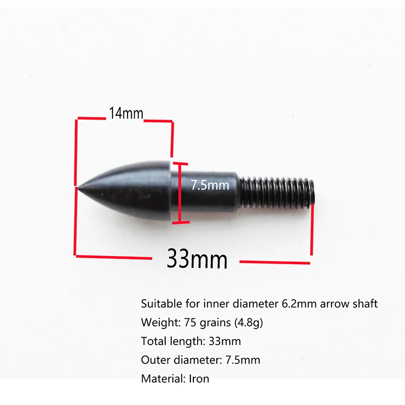 6pcs 60-100Grains Screws Arrowhead For I.D.6.2mm Arrow shaft Hunting Archery Compound Bow Target