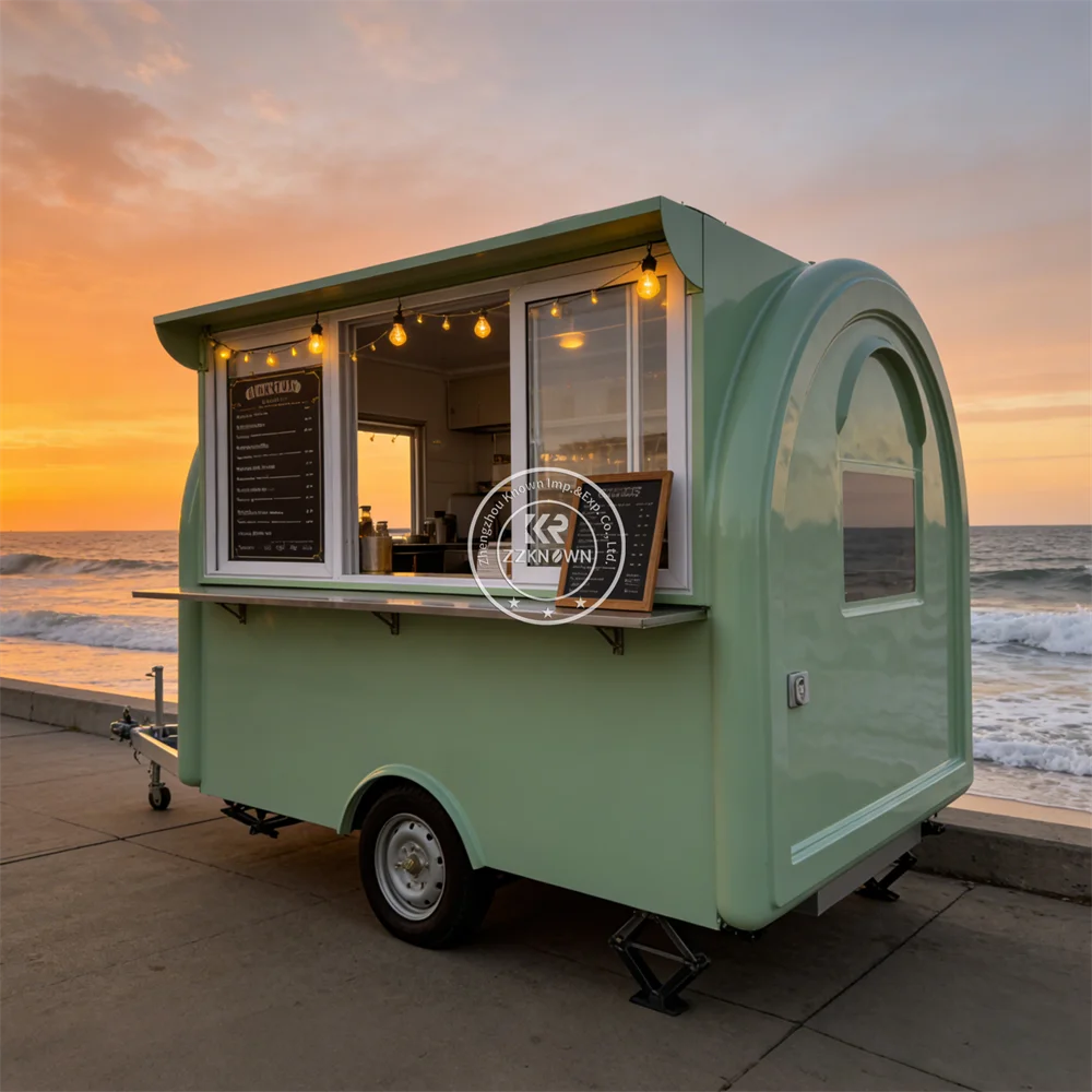 

Custom Donut Dessert Street Food Truck Coffee Trailer Mobile Fast Food Kitchen Trailer with Stainless Steel Equipment