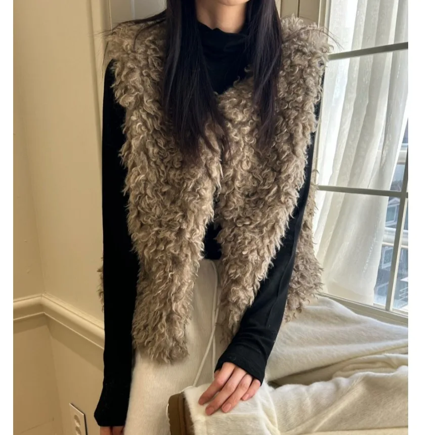 

Женский меховой жилет, теплый однотонный, универсальный, модный, зимний, Новое поступление, East Gate, для поездок на работу, один материал 00%