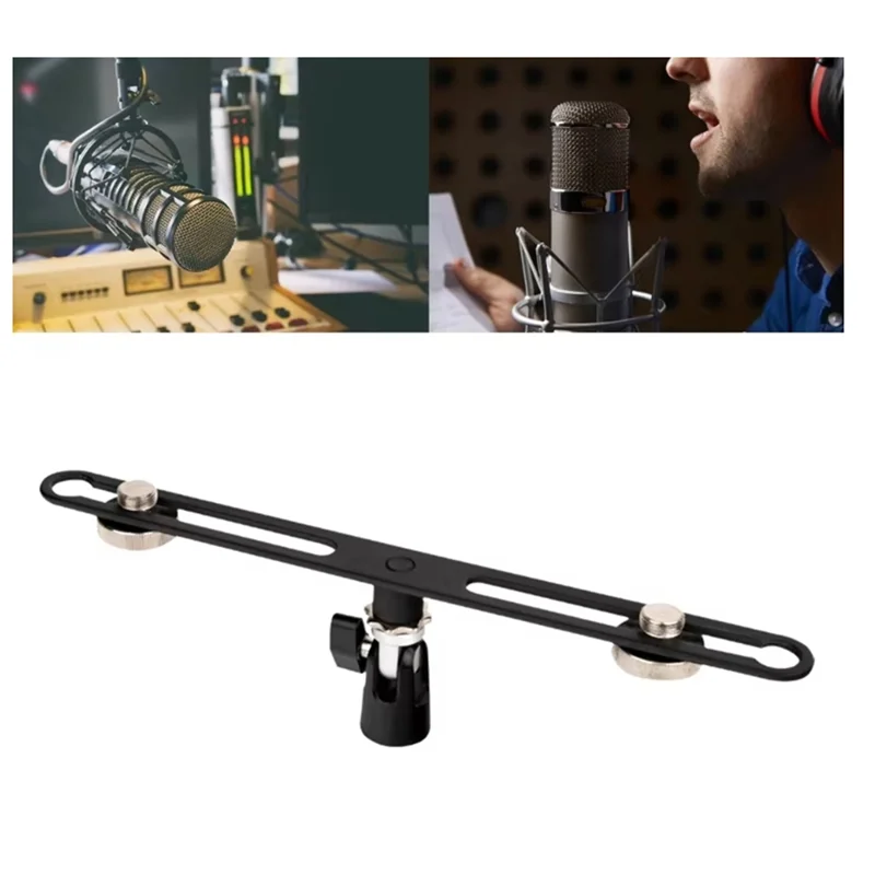 B04C-Dual Microphone Stand Extension Bracket For Studio Recording Adjustable Mic Mounts For Enhanced Sound Quality