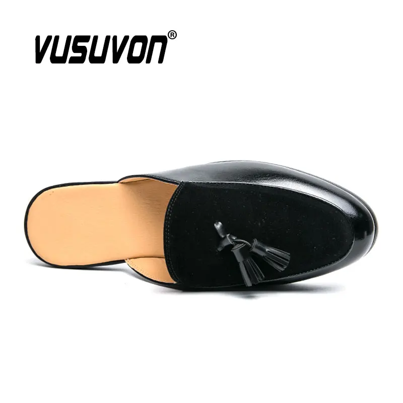 Men Mules Slippers Suede Leather Loafers Moccasins Outdoor Non-slip Black Casual Slides Summer Spring Fashion Shoes