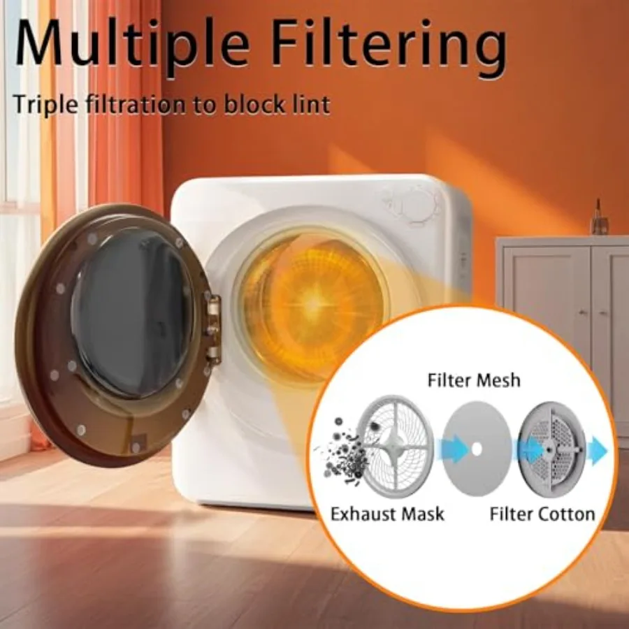 Draagbare 120V droger 800W compacte wasdroger met 5 droogmodi 1,5 Cu.ft Mini elektrische voorlader met roestvrij staal