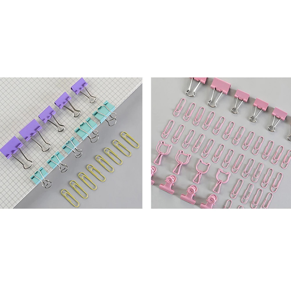 

2 Sets Metal Binder Clips Office Supplies Paper Holder Stationery Pins Organize Documents Invoices Materials Notes File