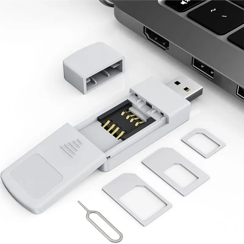 ABSY SIM Card Reader USB To Micro SIM Card Adapter- Edit Functionality Included In Kit With Eject Pin And Read Support