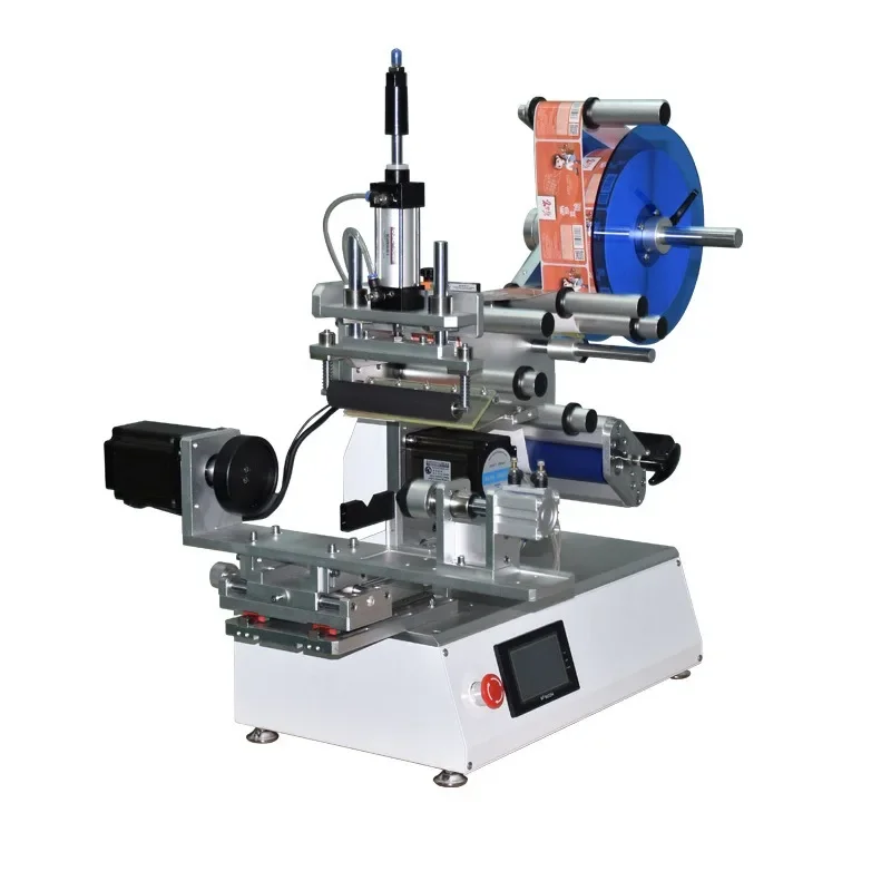 Mineral water semi-automatic labeling machine, wine bottle label coding integrated commercial equipment