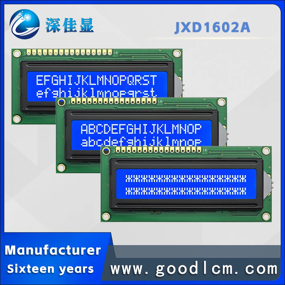 Excellent Russian language LCD 1602 dot matrix screen JXD1602A STN Blue Negative 16 * 2-line digital symbol LCM display module