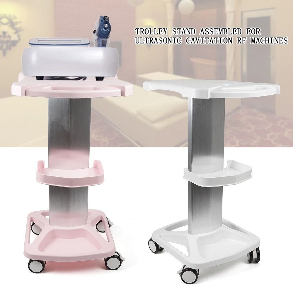 Salon Trolley Stand With Wheel Barber Shop Beauty Tool Storage Tray Pink/White Rolling Cart Shelf Hairdressing Supplies