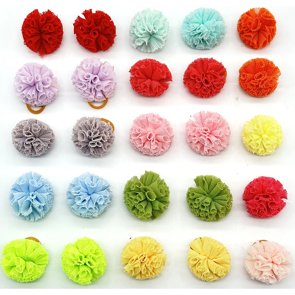 100pcs Handmade Pet Dog Hair Bows Pet Hair Accessories Rubber Bands Pet Supplies Pet Dog Grooming Accessories