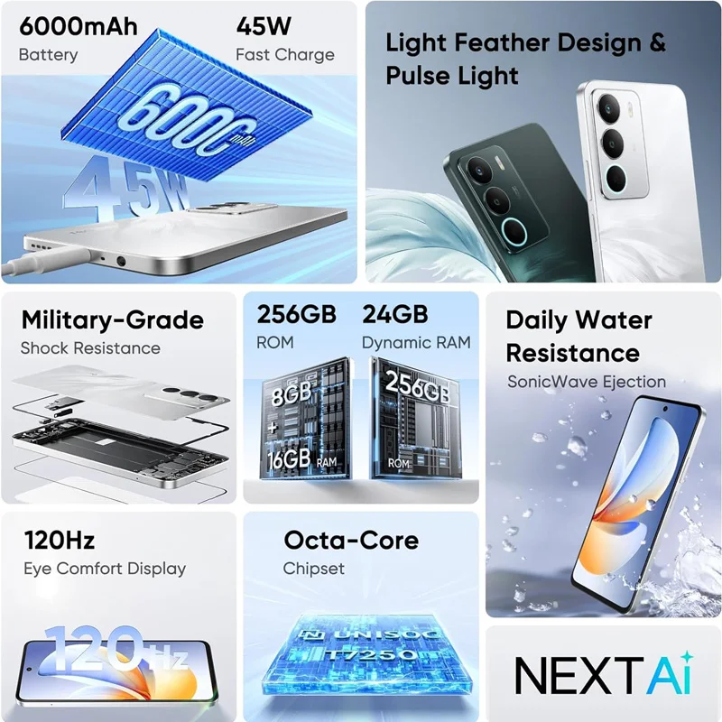 هاتف ذكي Realme C71 بشاشة 120 هرتز وبطارية 6000 مللي أمبير في الساعة بقدرة 45 وات SUPER WOOC شحن كاميرا 50 ميجا باسكال IP64 محرك عالي السرعة 8 + 256 جيجابايت NF