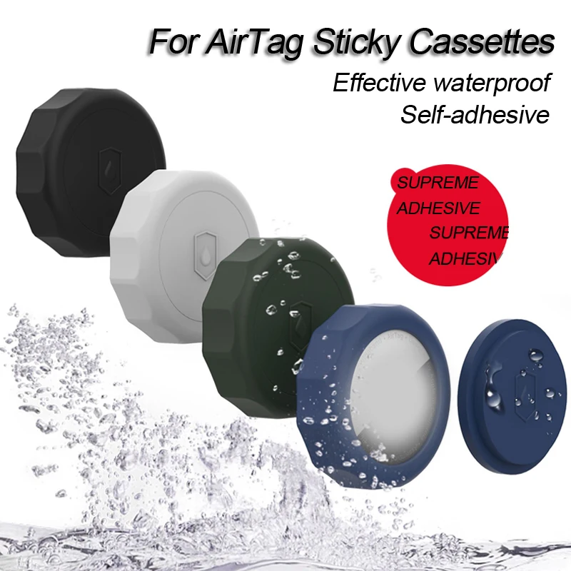 

For Airtag Waterproof Silicone Protective Cover With Strong Paste Multi-purpose Scene For Car Scooter Bicycle Air-drone Locator