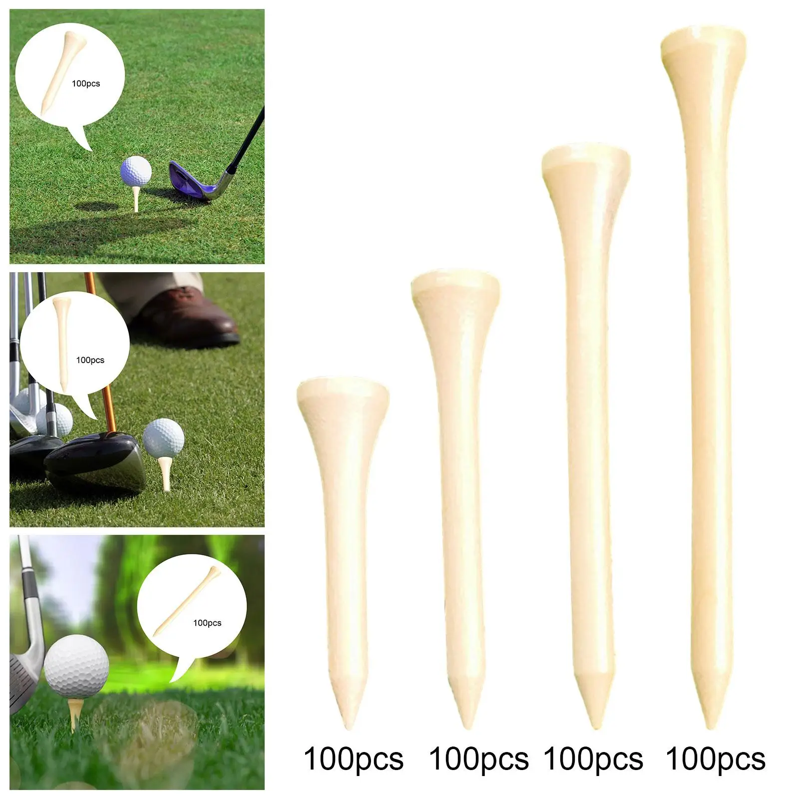 100x Wooden Golf Tees Bulk Improve Golf Distance Precision Wood Golf Tees for