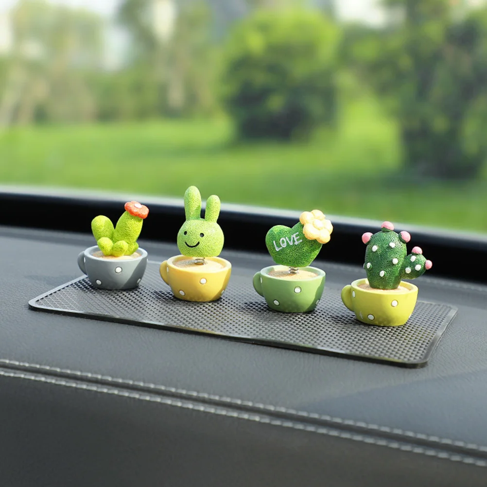 

1Set Cartoon Resin Cactus Car Decoration Dashboard Ornament Plant Decoration Swinging Car Interior Gift Ornament