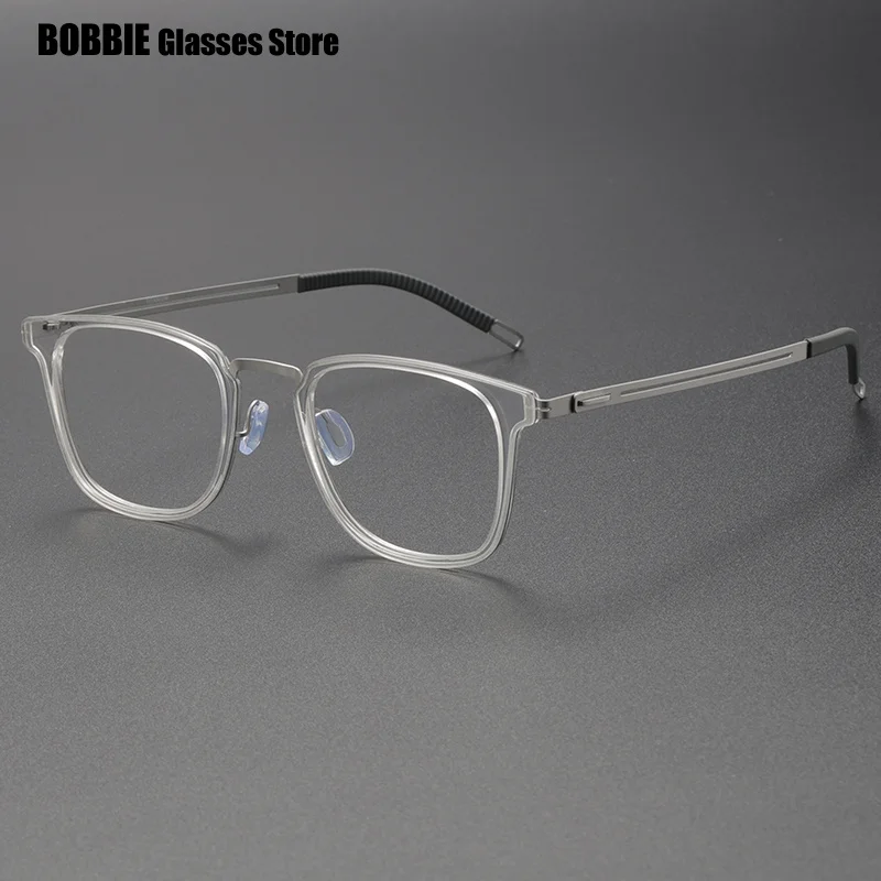 Acetate Glasses Frame Men Myopia Prescription Computer Spectacle Frames Women Ultralight Square Screwless Eyeglasses Man Eyewear