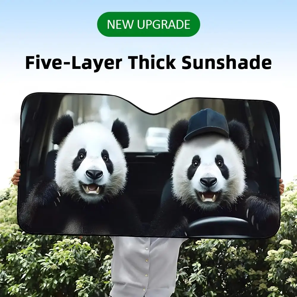 

Funny Panda Driving Sun Visor Five-Layer Aluminum Foil Windshield Sunshades UV Protector & Heat Shield Car Front Window