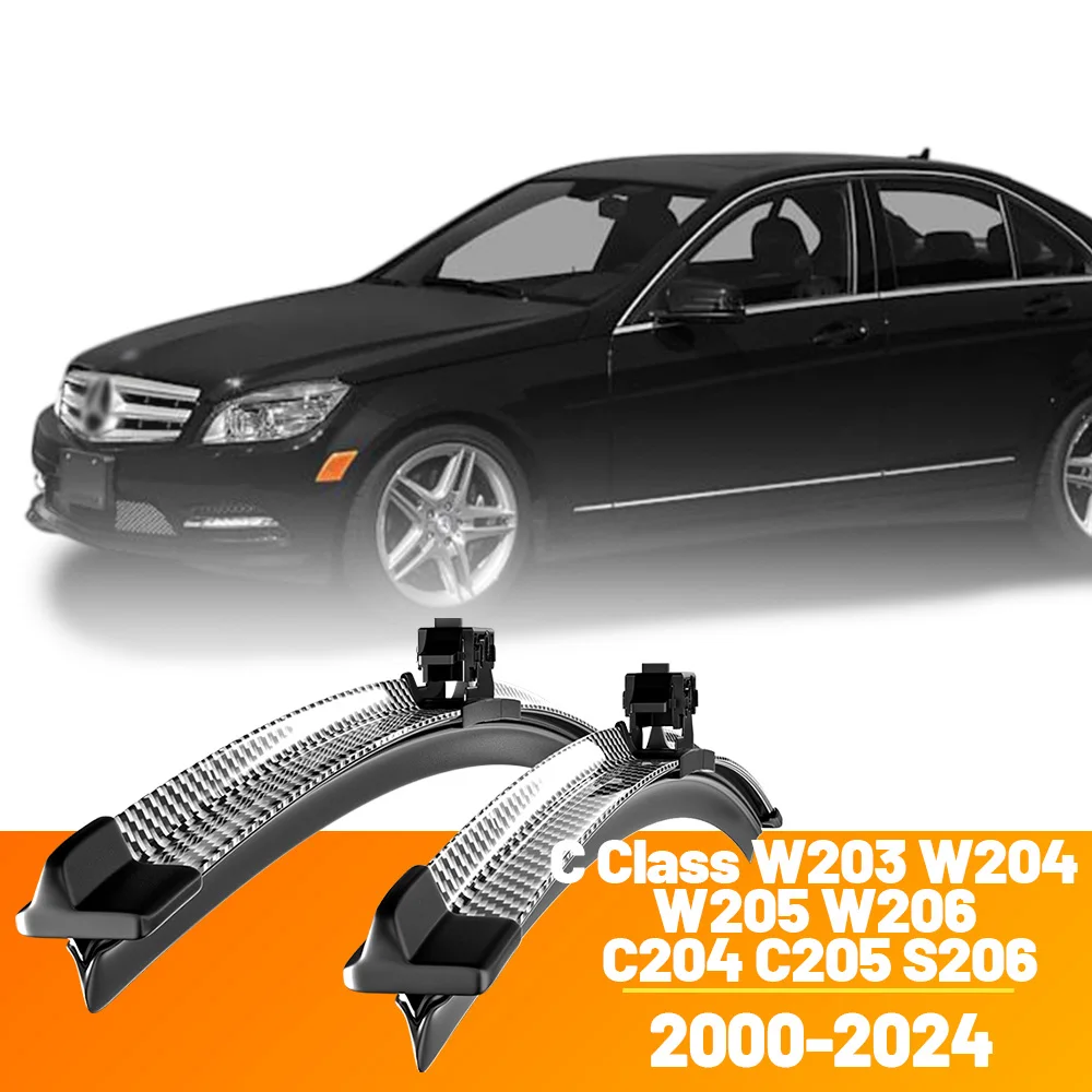 2x Frontscheibenwischerblätter aus Kohlefaser für Mercedes Benz C-Klasse W203 W204 W205 W206 S206 C204 C205 2000-2024