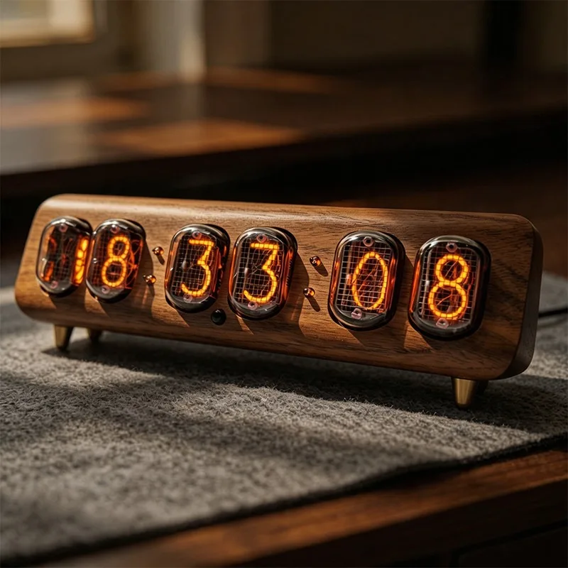 IN‑12 Nixie Tube Desk Clocks Bluetooth Office Desk Decorating Figurines Six Digit Computer Desk Clocks Accessories Home Decor