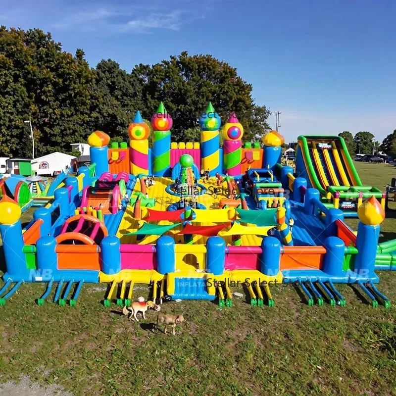 Commercial Customized Giant PVC Inflatable Theme Park for  and Adults Outdoor Amusement Park with Blower