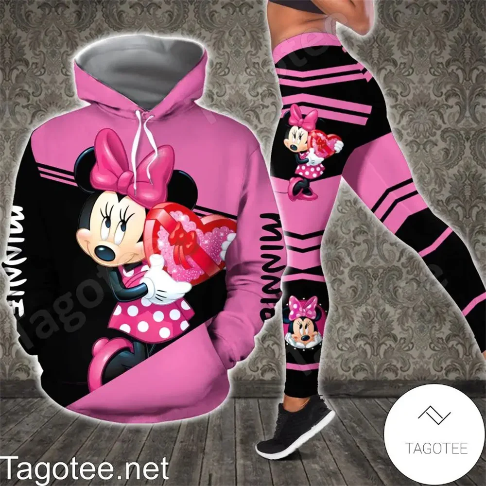 Disney Minnie Mouse Hoodie Women Hoodie Set Minnie Yoga Pants Sweatpants Women Disney Yoga Hoodie Leggings Fashion Sportswear