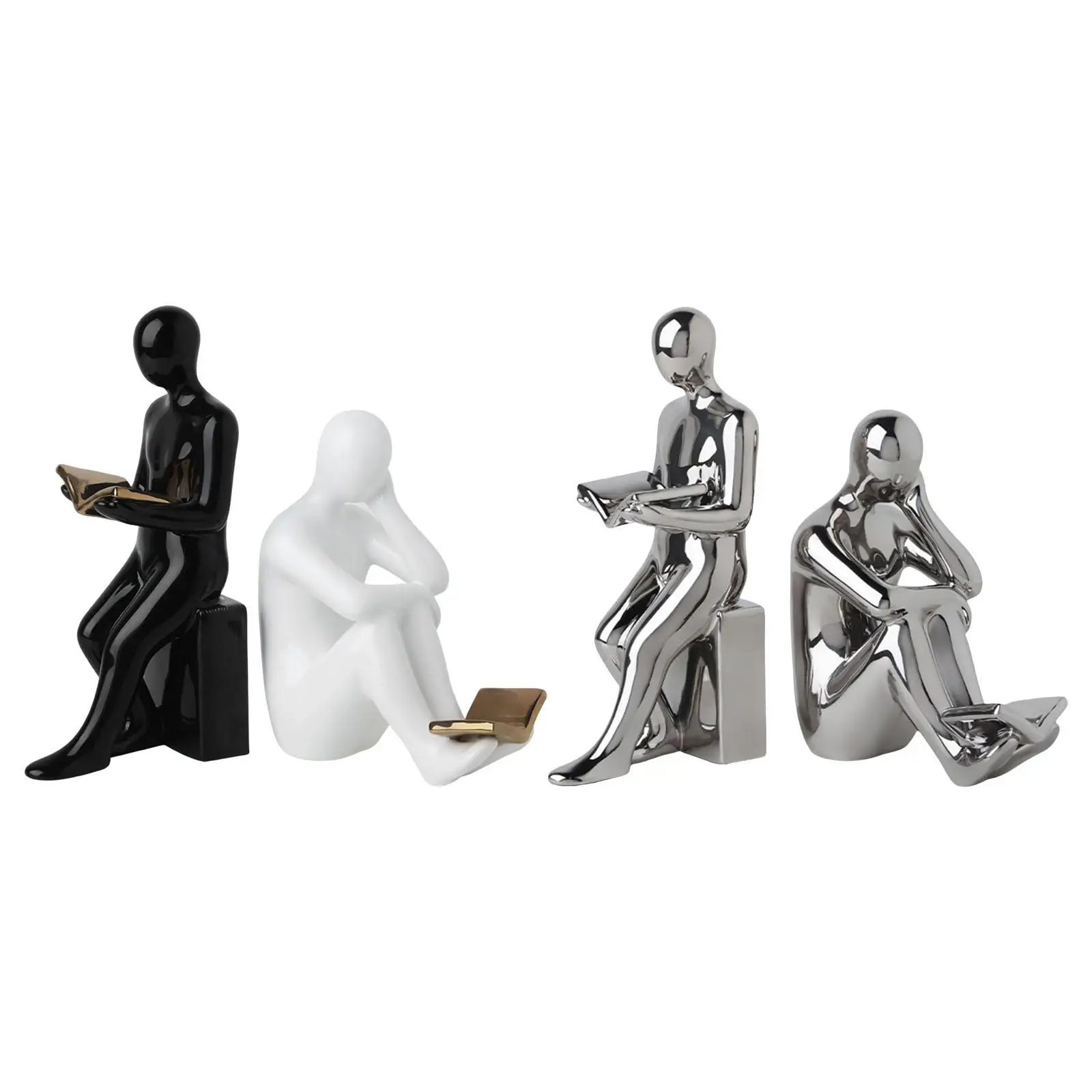 Ceramic Human Statues Collectible Sculpture Abstract Figurines Gifts for Farmhouse Room Ornaments Bookshelf Housewarming