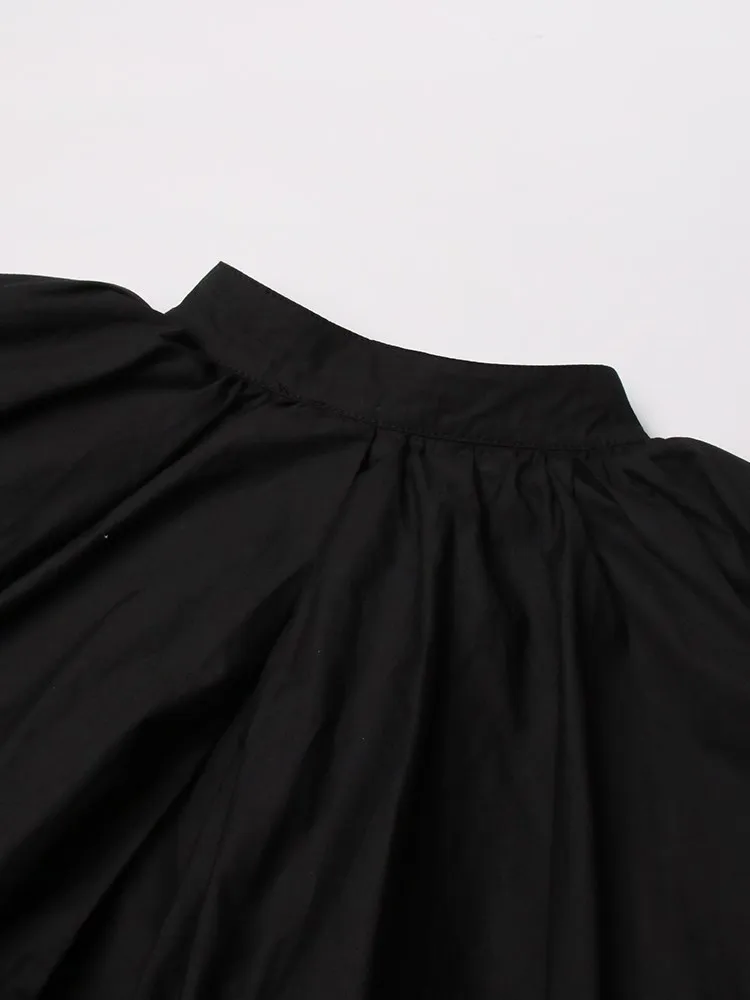 KBQ Casual Spliced Ruffles Shirt For Women Lapel Short Sleeve Patchwork Single Breasted Loose Solid Blouses Female Fashion New