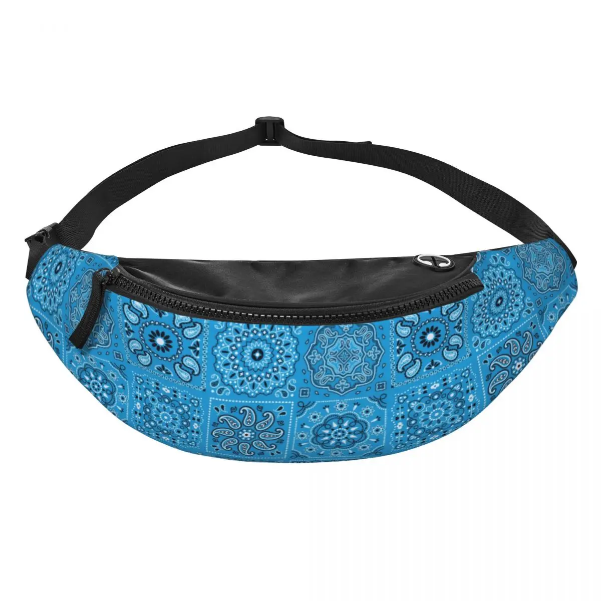 Custom Blue Paisley Collage Fanny Bag Customized Crossbody Waist Pack Women Men Traveling Phone Money Pouch