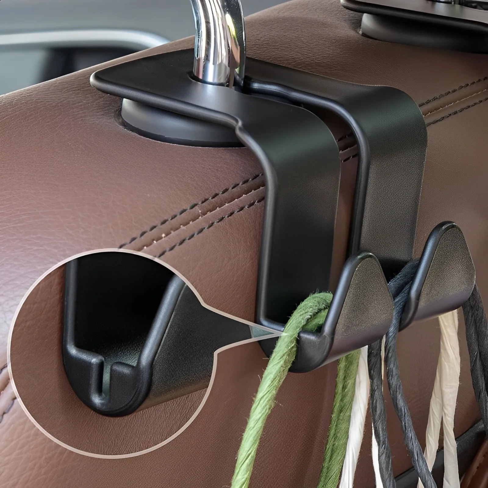 1Pcs Car Seat Back Double Hook Headrest Hanger Car Bag Pouch Clothes Hanging Hooks Duarable Fastener Clip Interior Accessories