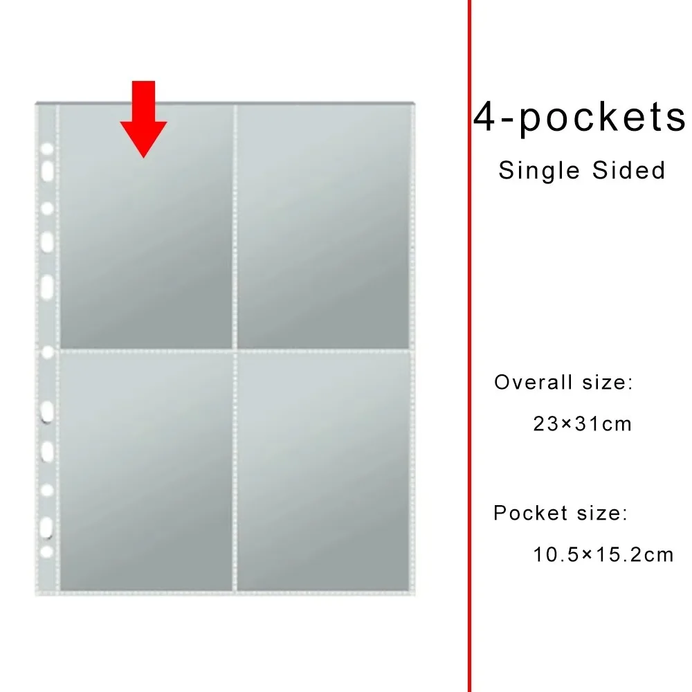 Binder Refill Clear Photo Album Pages 11-Hole A4 Card Pages Multi-Pockets Inner Page