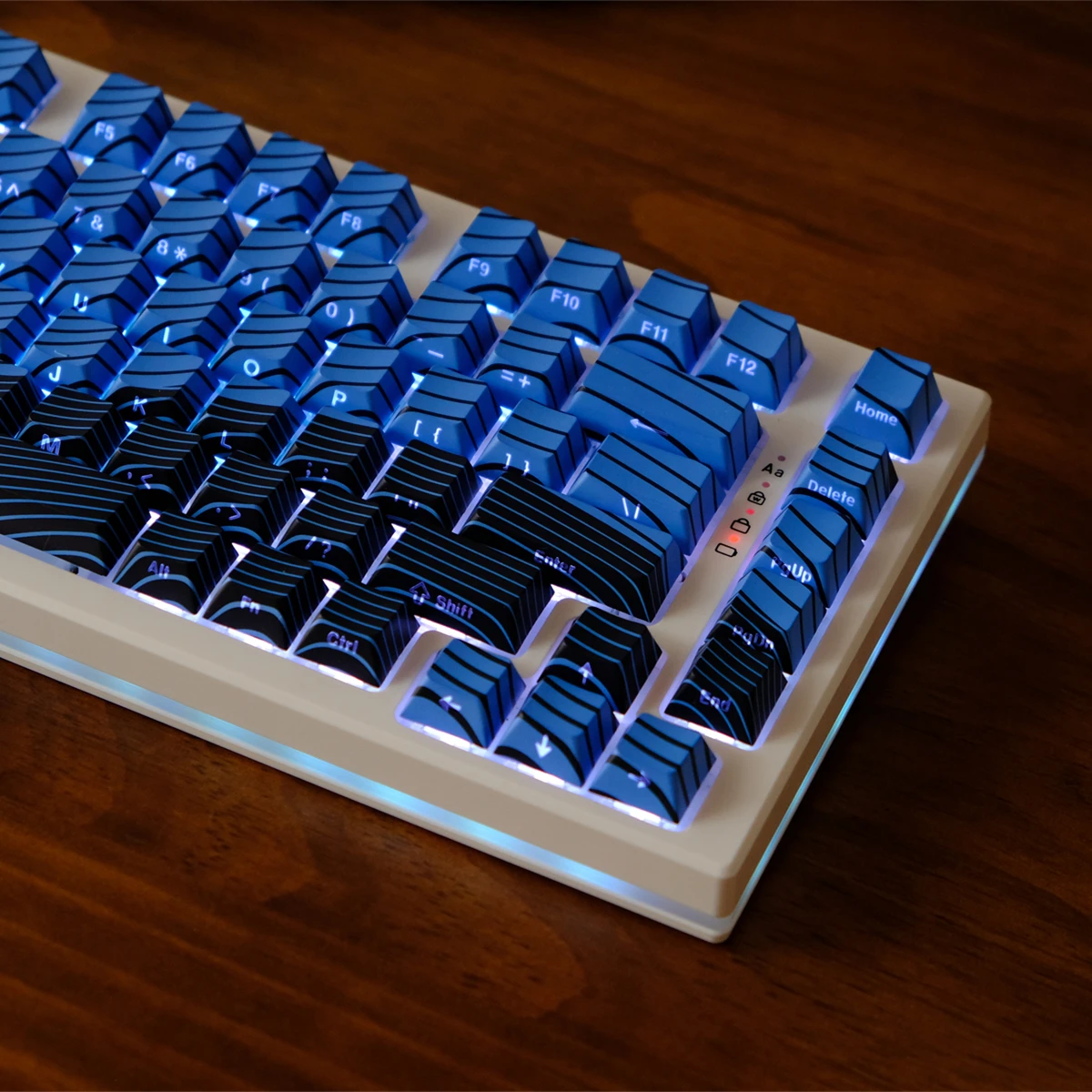 Blauw Zwart Golf Zijverlichte RGB-achtergrondverlichte Keycaps 130 toetsen Cherry Profile 5-zijdige Dye Sub PBT Keycap voor MX Switches Gaming-toetsenbord