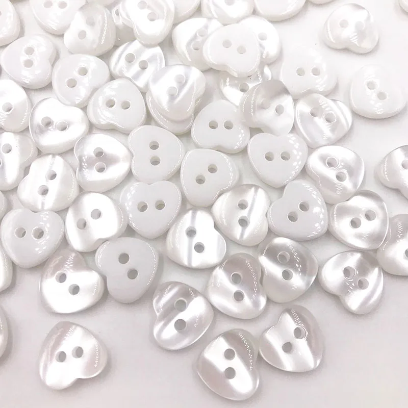 50/100 Uds dos agujeros 11,5mm Botones de costura de resina Scrapbooking corazón perla Costura Botones decorar bottoni botoes PT348