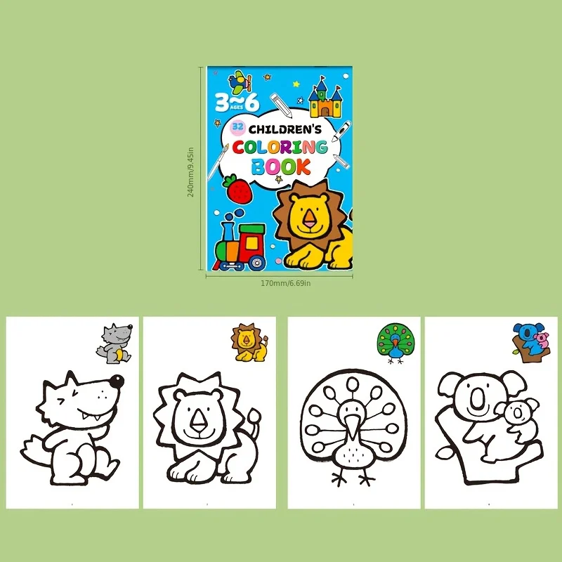32 Pages, Fun Children's Coloring Book, Interactive Drawing Book, Graffiti Drawing Book Containing Colorful Patterns and Strokes
