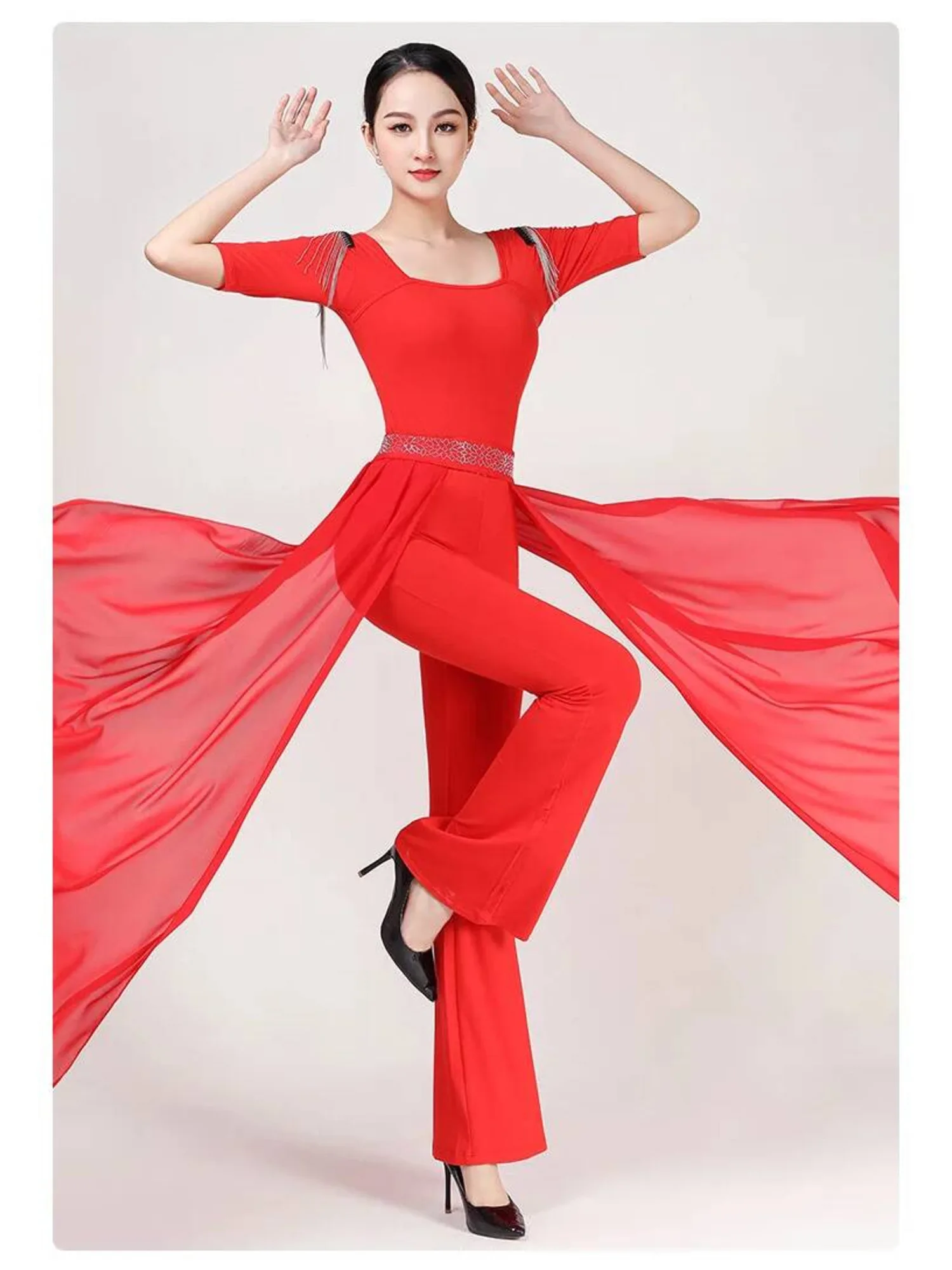 Pantalones de baile de cintura alta para mujer, traje de cantante, trajes clásicos contemporáneos de noche largos de lujo, pantalón de fiesta y calle