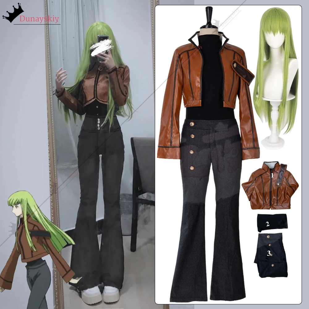 

Code Geass Queen CC Cosplay Jacket Costume PU Leather Jacket Women Clothing Anime Carnival Full Set Uniform s-l Role-play Suits