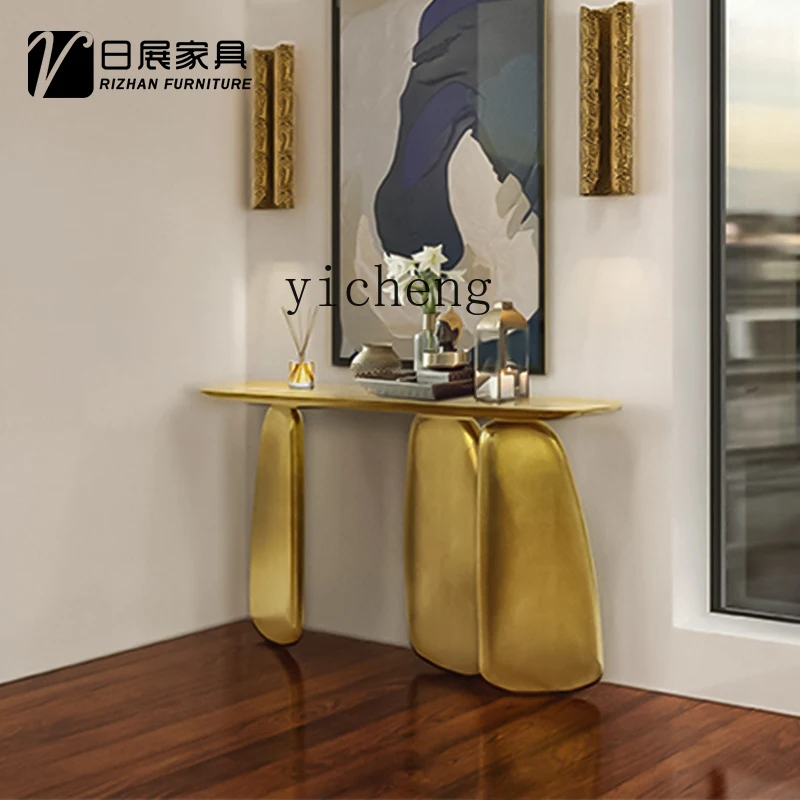 X5-16  living room entrance entrance table Italian light luxury entry against the wall luxury gold end view table