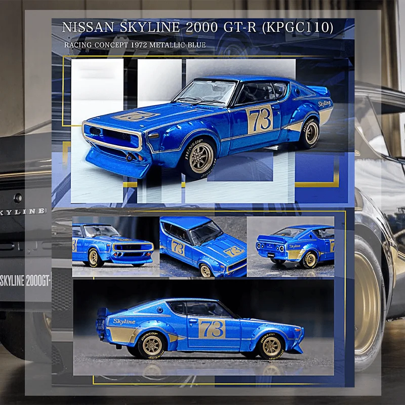 Inno 1/64 Nissan Skyline 2000 GT-R (Kpgc110) Race Concept 1972 Legering Speelgoed Motorvoertuig Diecast Metalen Model Geschenken