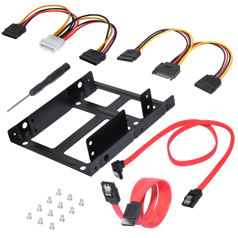 SSD Mounting Bracket 2.5 to 3.5 inch SSD Mounting Kit with SATA Cable and Power Cable